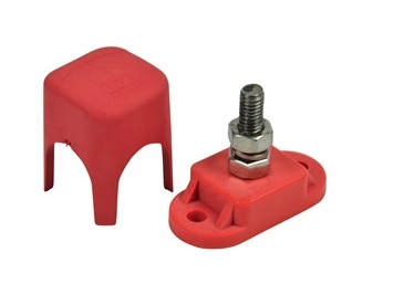 Insulated Distribution Stud, Single 1/4" - Red - Click Image to Close