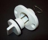 Tenob 1" White Fine Thread Drain Plug & Base - Click Image to Close