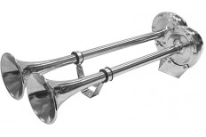 maXtek Stainless Twin Trumpet Horn - 12v - Click Image to Close