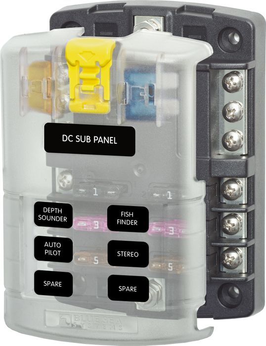 Blade fuse holder - 6 Circuits with Negative Bus and Cover - Click Image to Close