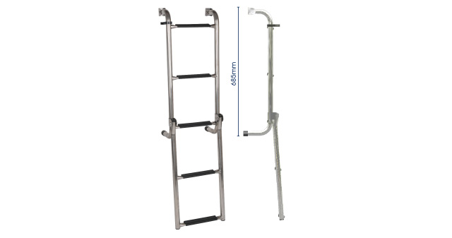 OceanSouth Stainless Steel Long Base Ladder - 5 step