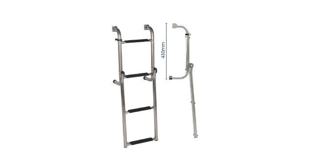 OceanSouth Stainless Steel Long Base Ladder - 4 step